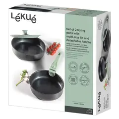 LEKUE - Set 2 Sartenes 20 Y 24 Cm Antiadherente Mango Intercambiable