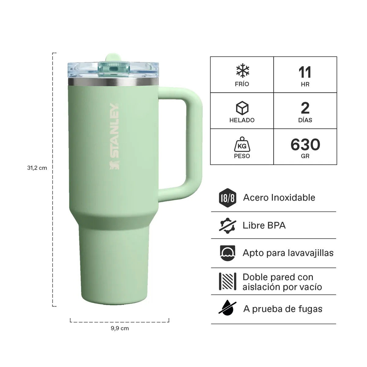STANLEY - Vaso Térmico Quencher 1.18 Lt Protour Pistachio Stanley