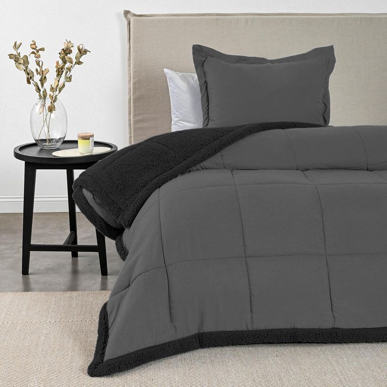 Plumón Sherpa 1.5 Plazas Liso Gris Cannon American Family
