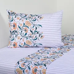 AMERICAN FAMILY - Juego De Sábanas 1 Plaza 144 Hilos Florelia Cannon