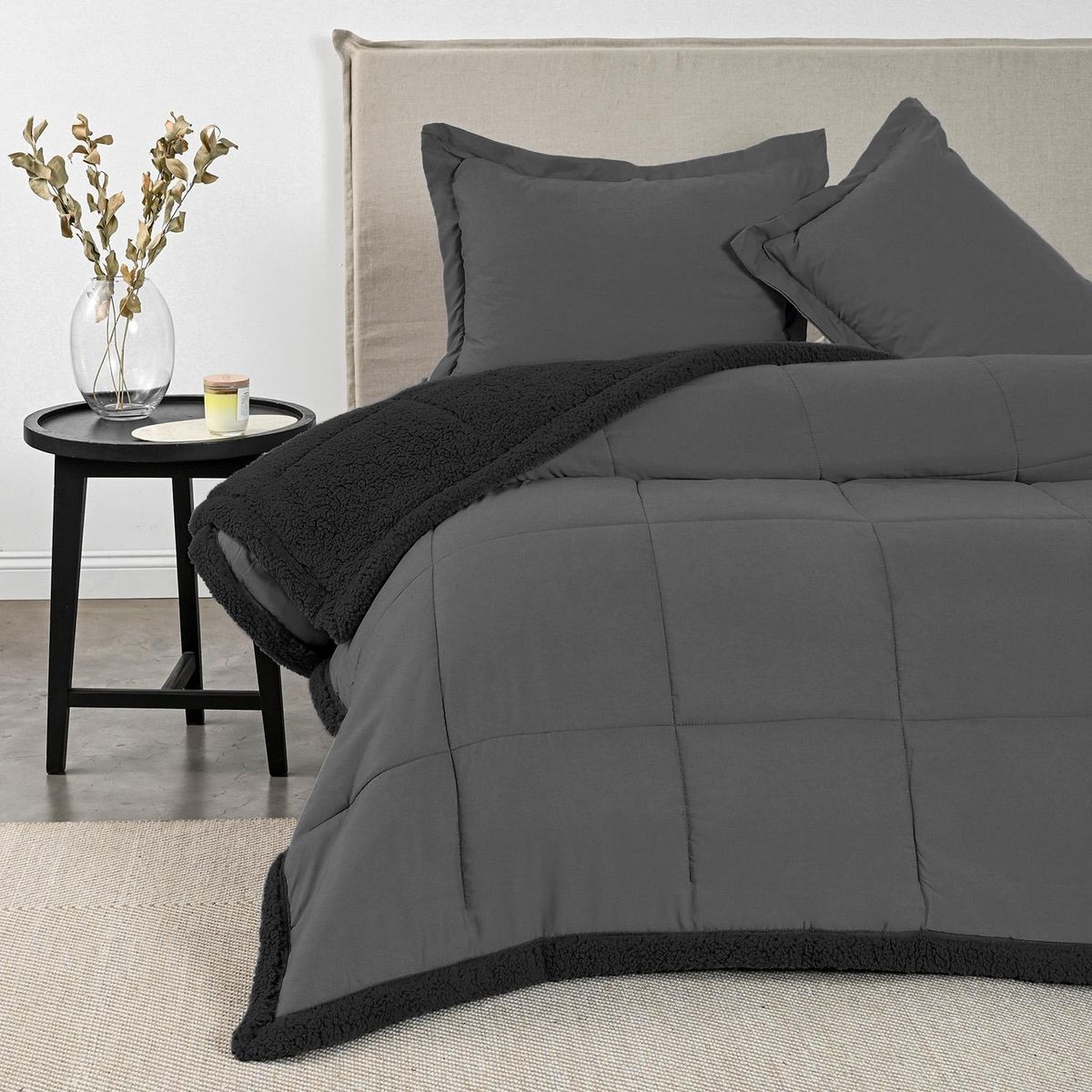  - Plumón Sherpa 2 Plazas Liso Gris Cannon American Family