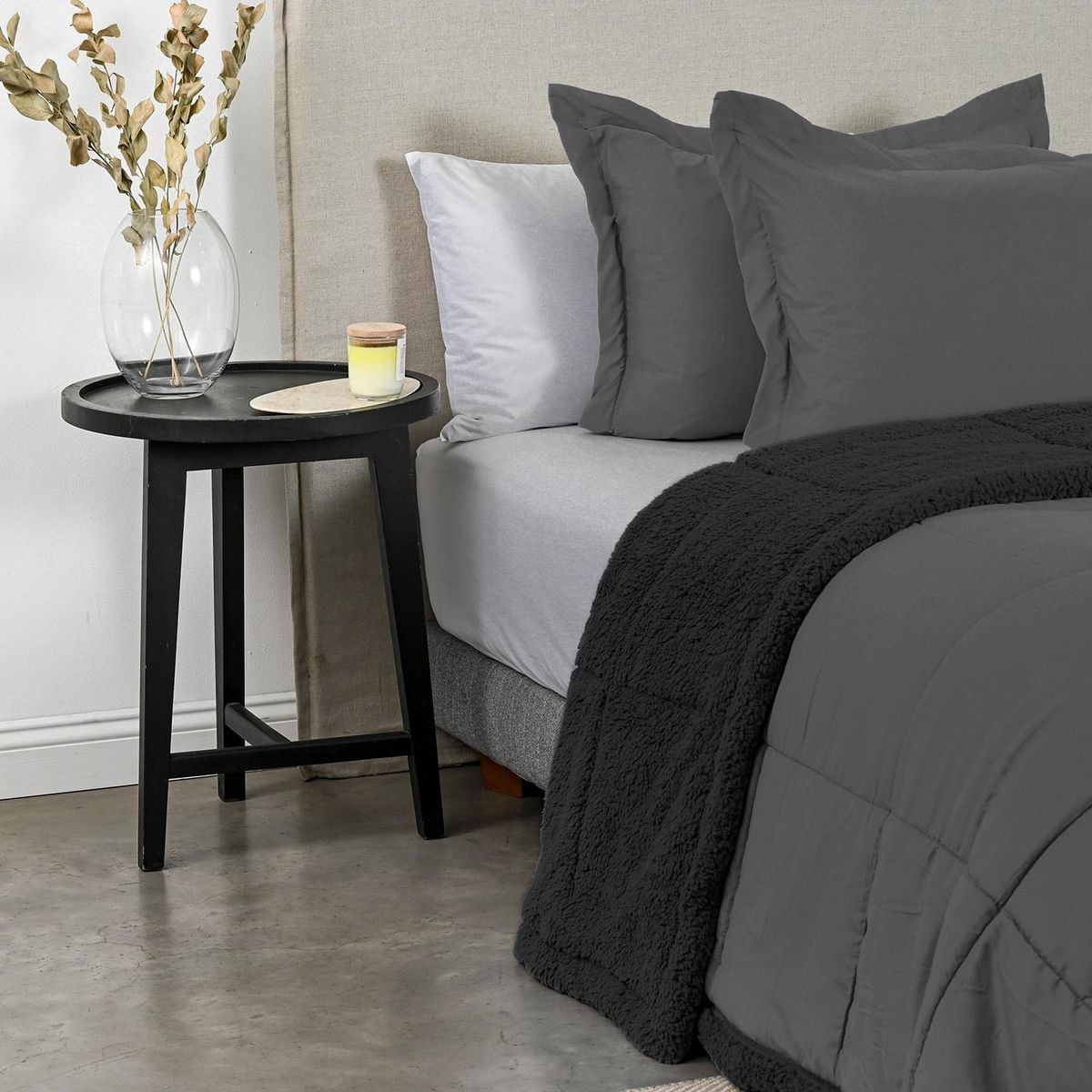  - Plumón Sherpa 2 Plazas Liso Gris Cannon American Family
