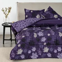 AMERICAN FAMILY - Plumón Estampado Reversible Lavande