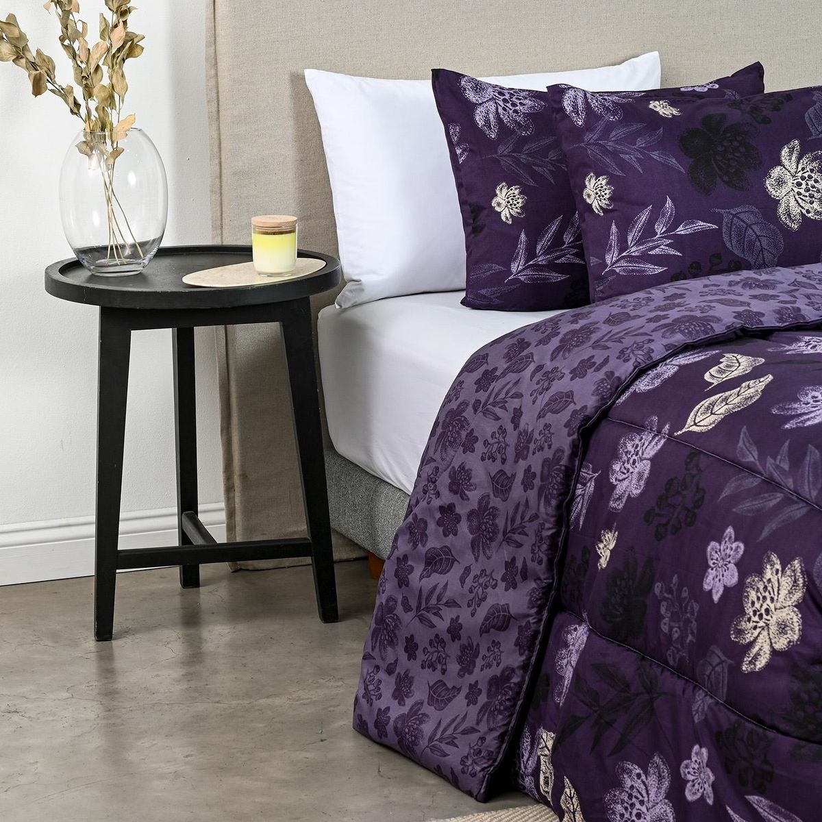 AMERICAN FAMILY - Plumón Estampado Reversible Lavande American Family