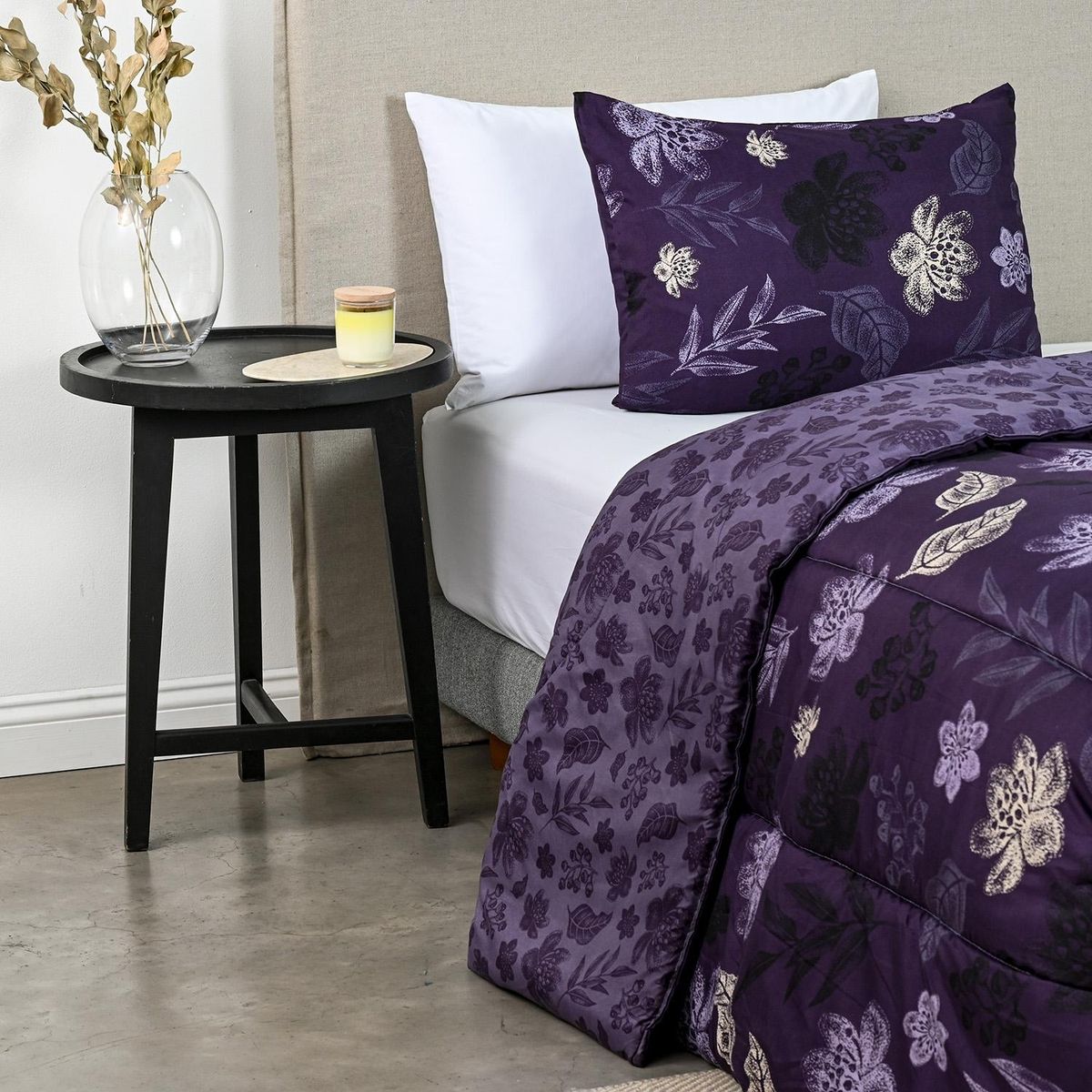 AMERICAN FAMILY - Plumón Estampado Reversible Lavande American Family