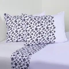 AMERICAN FAMILY - Juego De Sábanas 2 Plazas 144 Hilos Lavande Blanco Cannon