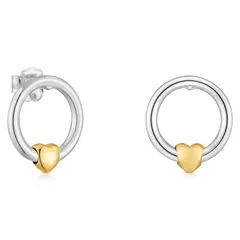 TOUS - Pendientes Aro Bicolor Motivo Corazón Mujer