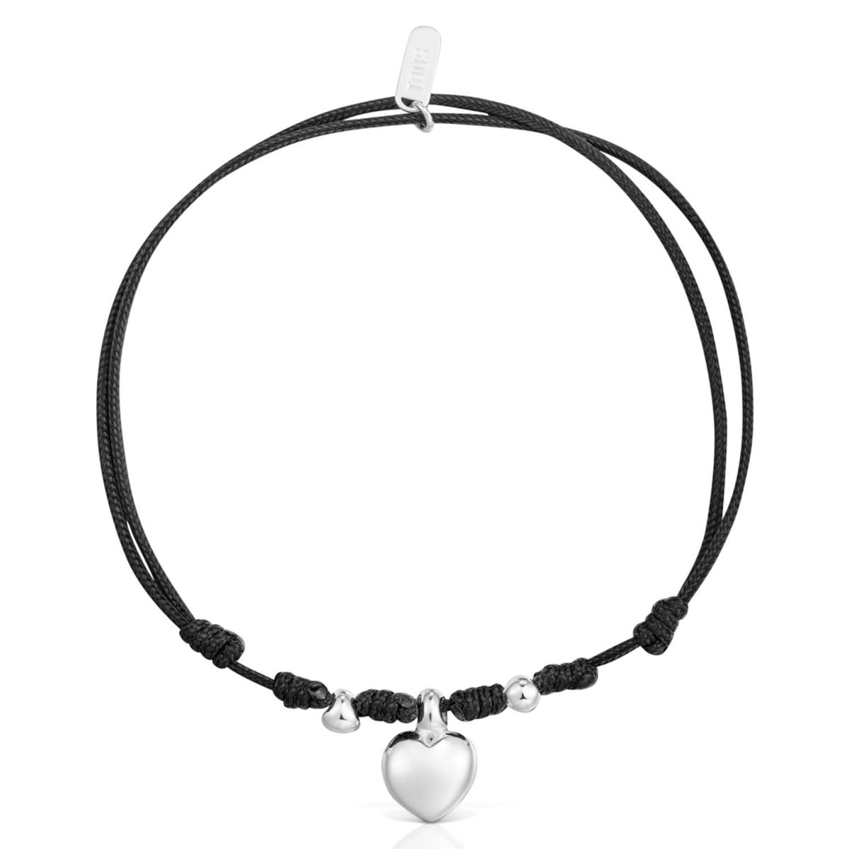 TOUS - Pulsera de Plata y Nylon Negro Mujer Tous
