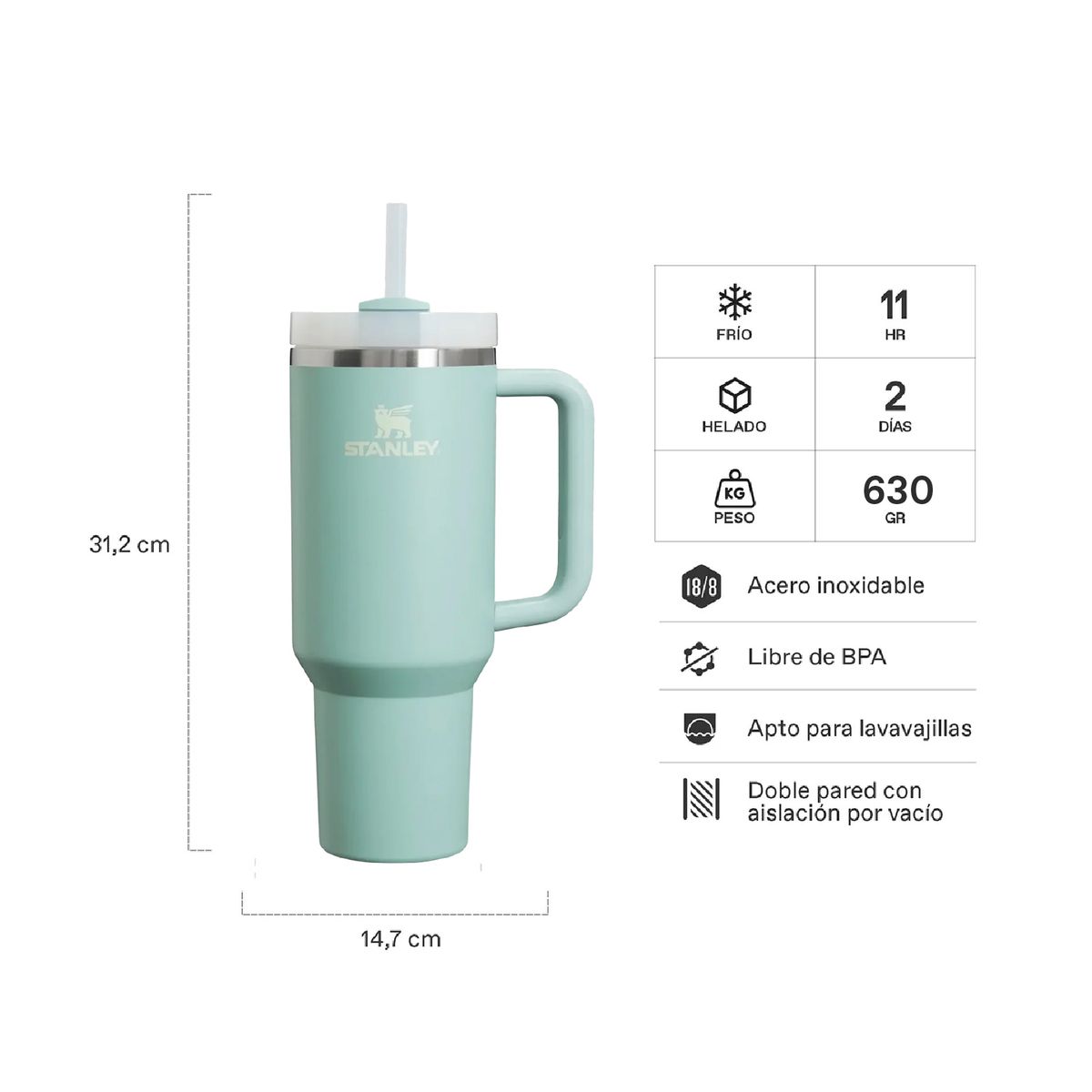 STANLEY - Vaso Térmico Quencher 2.0 1.18 lt Seafoam Stanley
