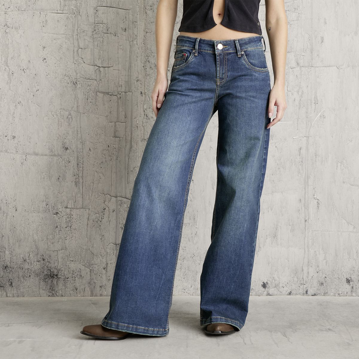 AMERICANINO - Jeans Wide Leg Tiro Medio Mujer Americanino