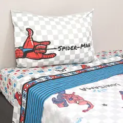 MARVEL - Juego De Sábanas Infantiles 1.5 Plazas Spiderman Letras