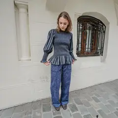 ROSSAMOLA - Pantalón Pamplona Tiro Medio 100% Algodón Mujer