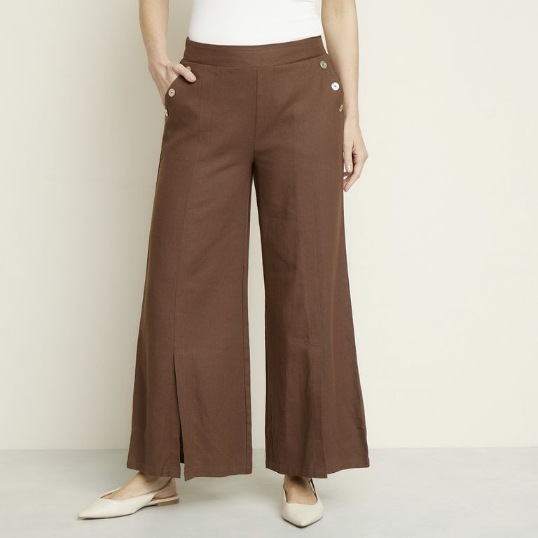 Pantalón Lino Tiro Medio Mujer S.cocci