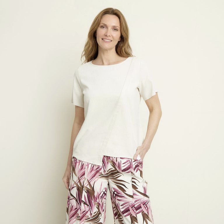 Blusa Lino Manga Corta Mujer S.cocci