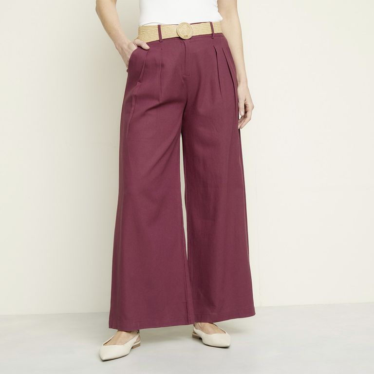Pantalón Lino Tiro Medio Mujer S.cocci