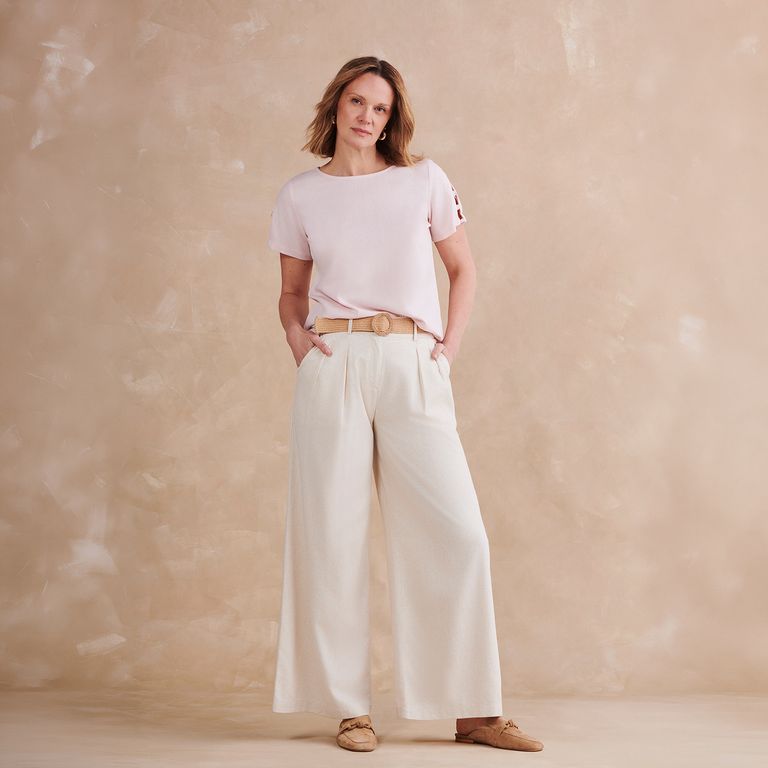 Pantalón Lino Tiro Medio Mujer S.cocci
