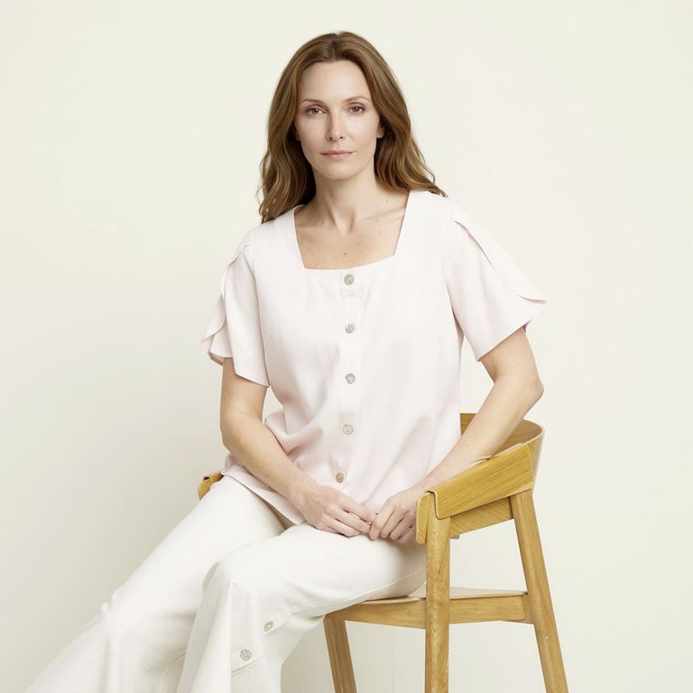 Blusa Lino Manga Corta Mujer S.cocci