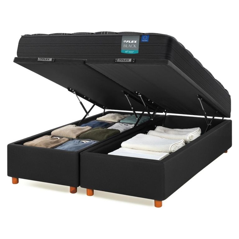 Cama Baúl Black 2 Plazas X 2.00 Mt Base Dividida