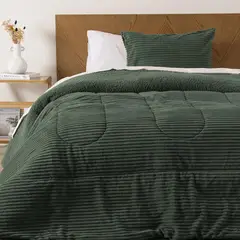 MASHINI - Plumón Coral Sherpa 1.5 Plazas Verde