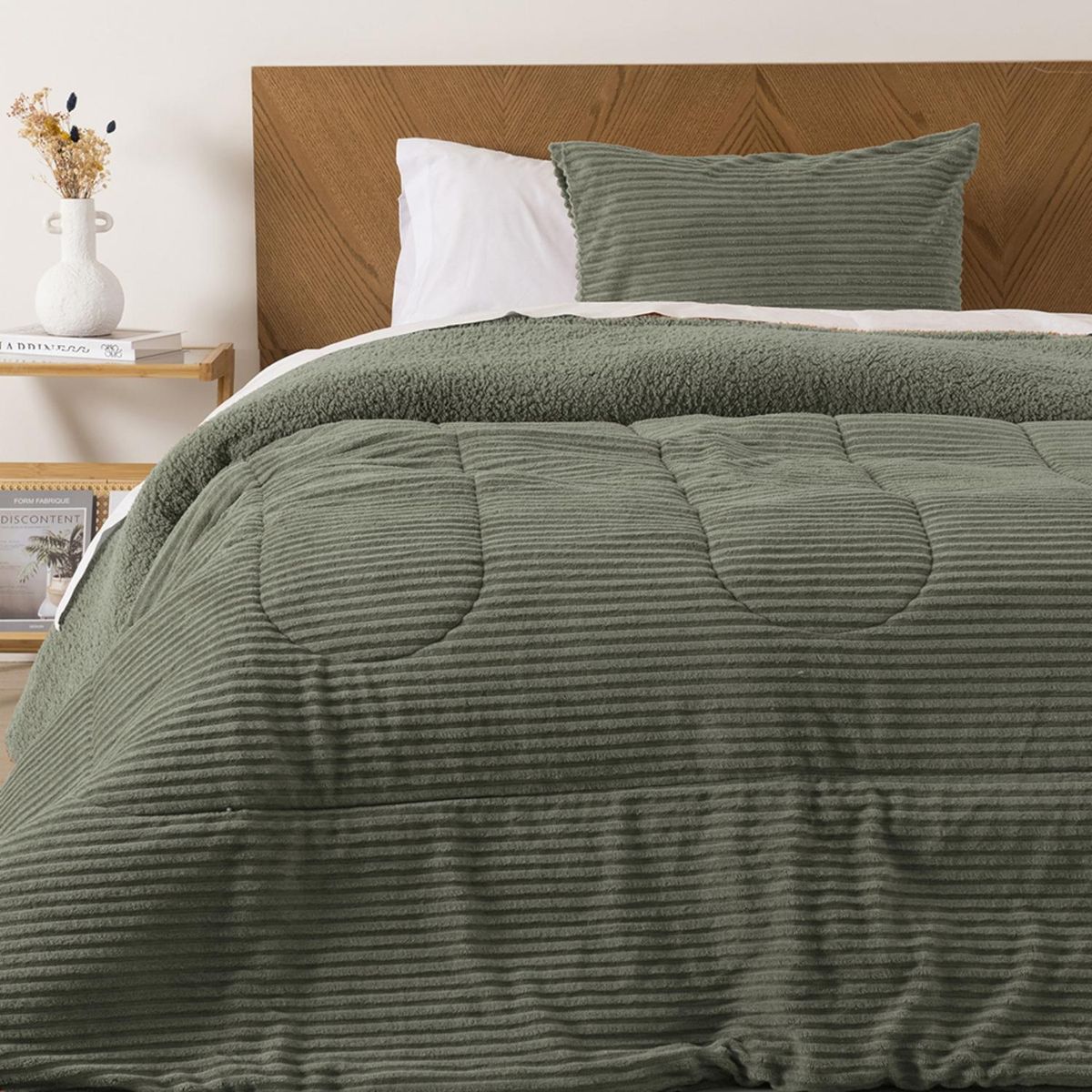 MASHINI - Plumón Coral Sherpa 1.5 Plazas Celeste Mashini