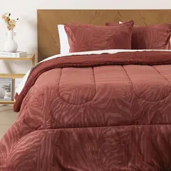 MASHINI - Plumón Coral Emboss 2 Plazas Ladrillo