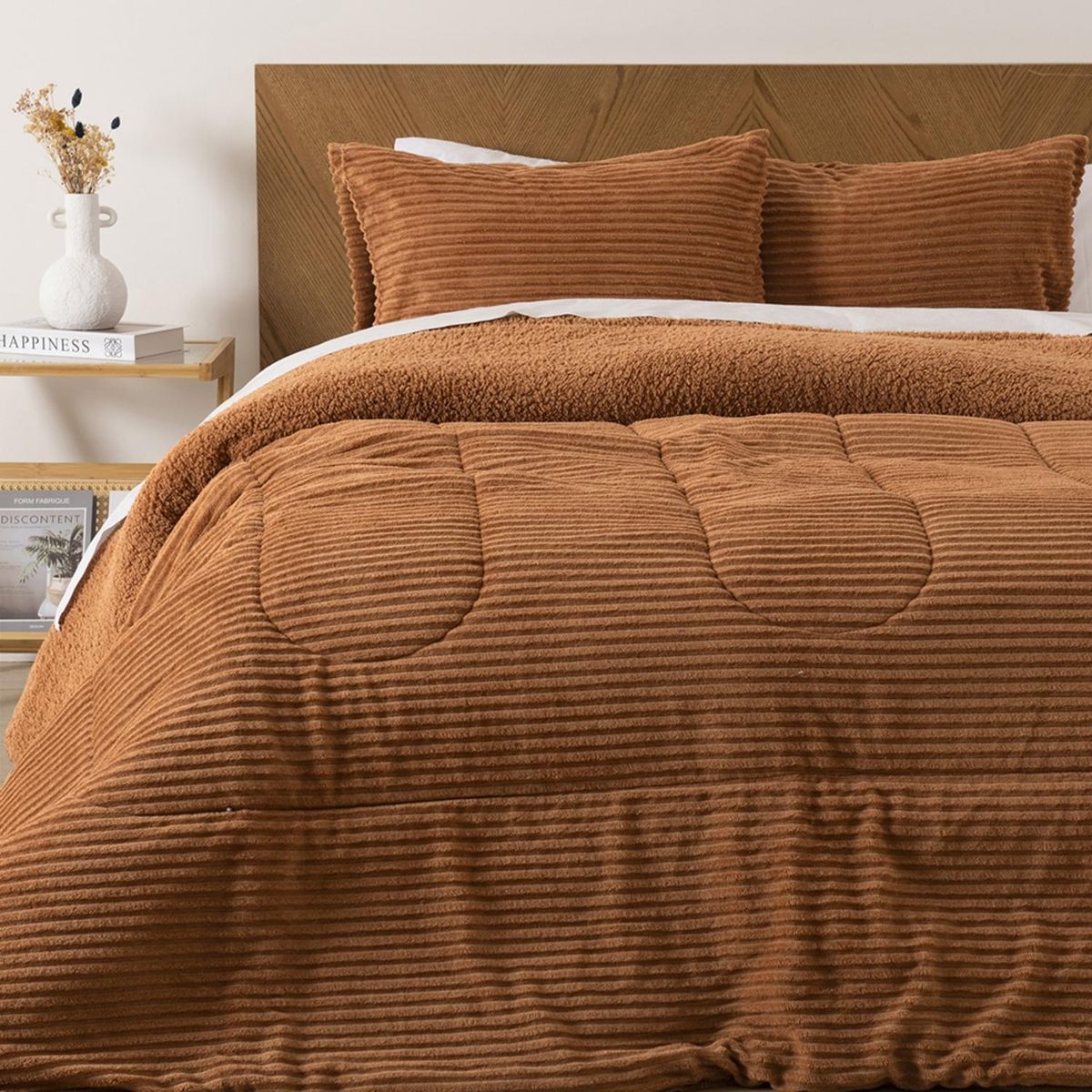 MASHINI - Plumón Coral Sherpa Super King Terracota Mashini