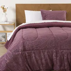 MASHINI - Plumón Coral Emboss 1.5 Plazas Morado