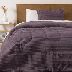 MASHINI - Plumón Coral Sherpa 1.5 Plazas Morado