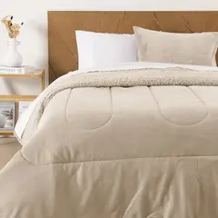 MASHINI - Plumón Coral Sherpa 1.5 Plazas Beige