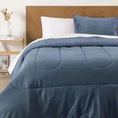 MASHINI - Plumón Coral Sherpa 1.5 Plazas Azul