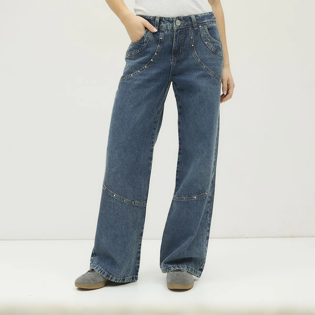 SYBILLA - Jeans Straight Tiro Medio Mujer Sybilla