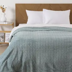 MASHINI - Frazada Jqd Flannel 2 Plazas Celeste
