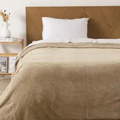 MASHINI - Frazada Popcorn 1.5 Plazas Beige