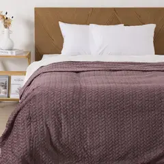 MASHINI - Frazada Jacquard Flannel Morado