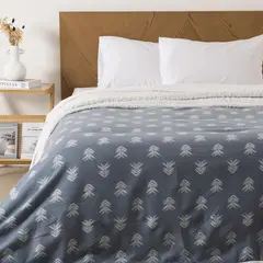 MASHINI - Frazada Polar-Sherpa 2 Plazas Azul