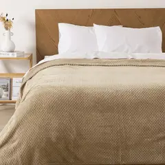 MASHINI - Frazada Popcorn 2 Plazas Beige