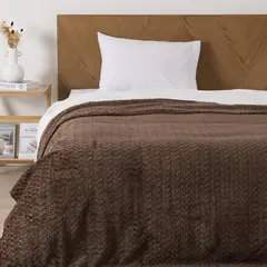 MASHINI - Frazada Jqd Flannel 1.5 Plazas Café