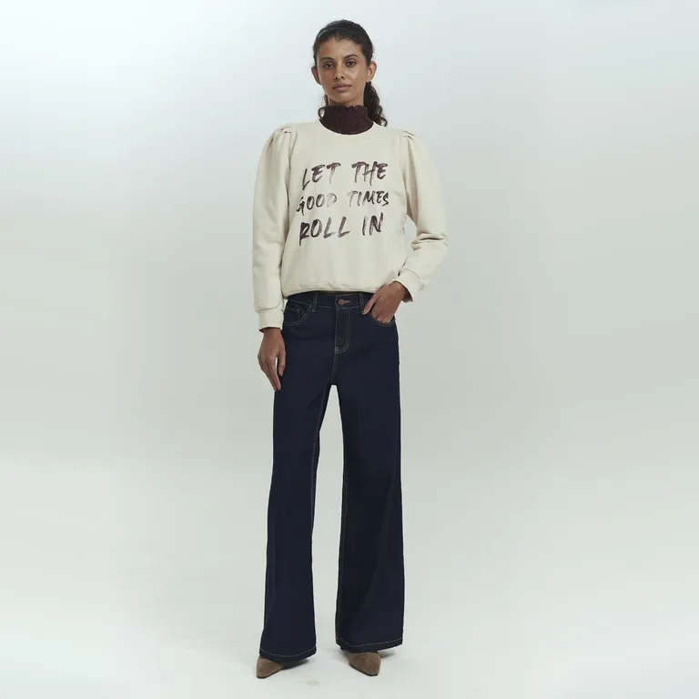Jeans Wide leg Tiro Medio Mujer