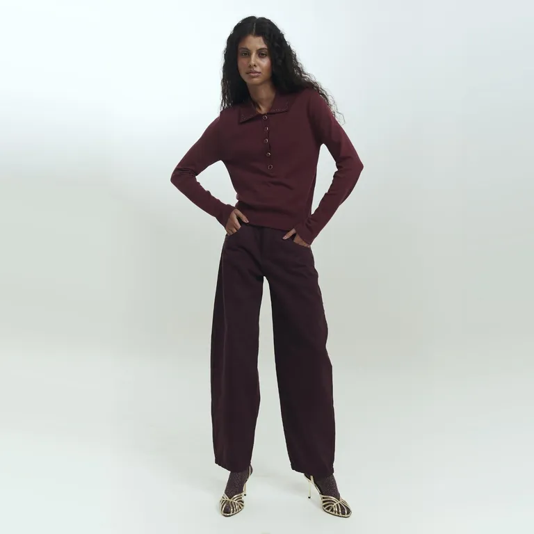 Jeans Baggy Tiro Medio Mujer