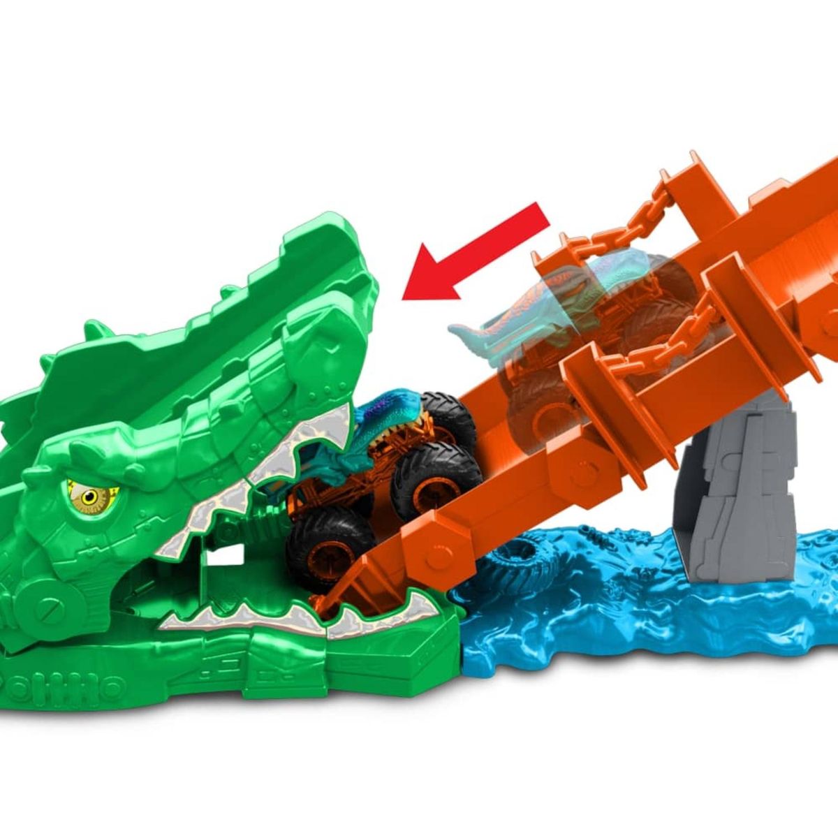 HOT WHEELS - Pista Monster Trucks Derriba Al Cocodrilo Hot Wheels
