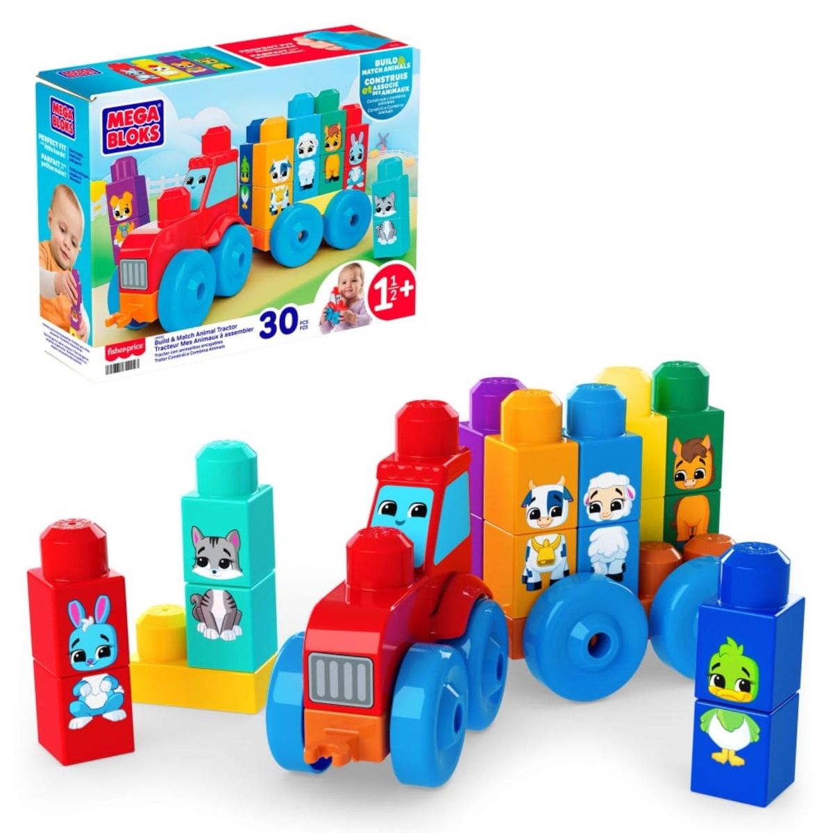 MEGA BLOKS - Tractor Animalitos Arma Y Combina Mega Bloks