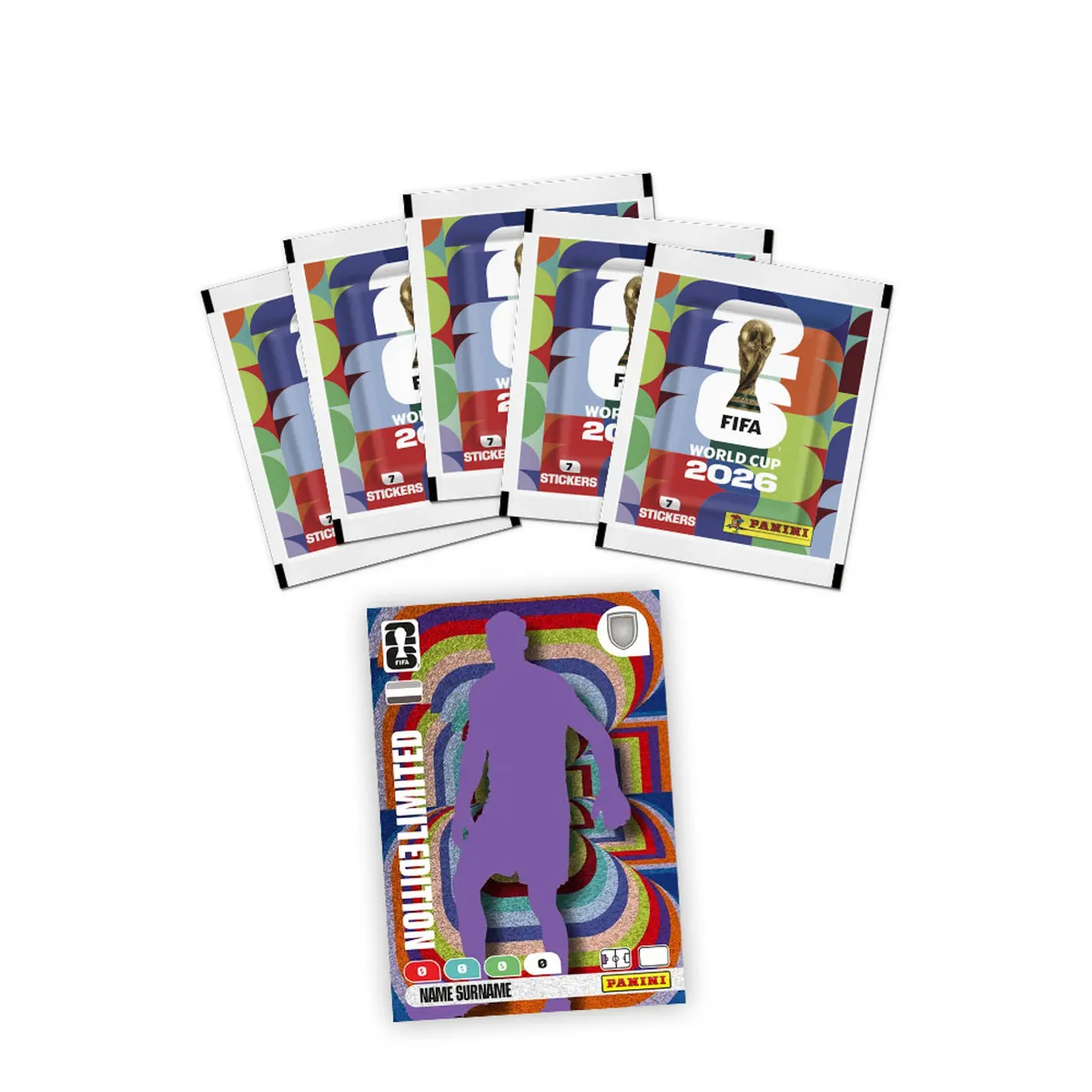 PANINI - Blister Pack 5 Sobres Álbum + 1 Carta Limited Edition Coleccionable de Regalo Mundial Fifa 2026 Panini