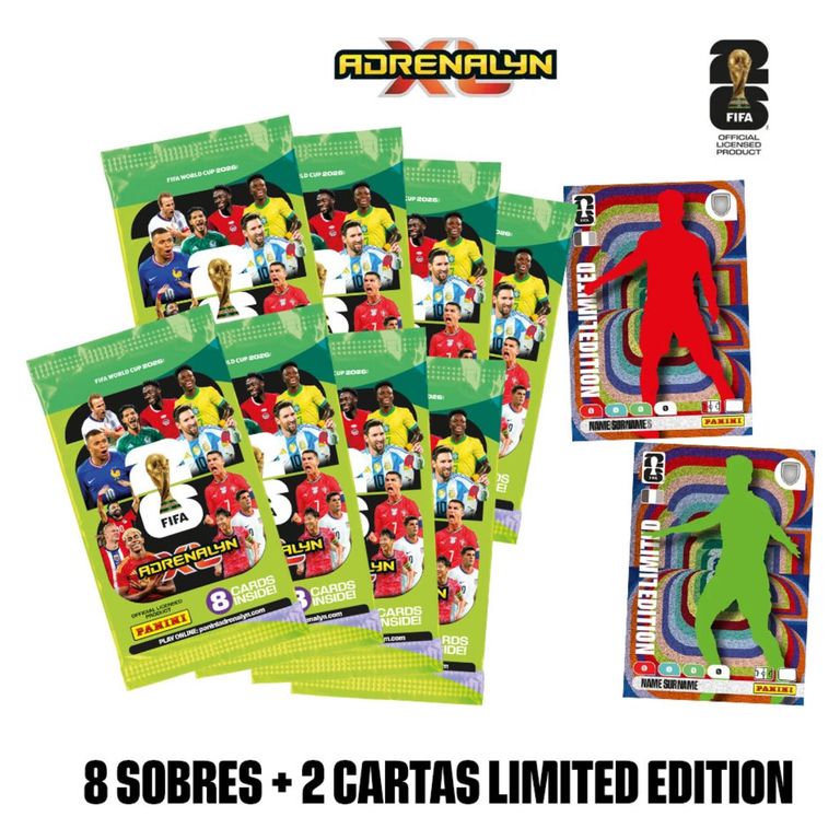 PANINI Cartas Coleccionables Mundial FIFA 2026 – 8 Sobres + 2 Cartas Edición Limitada de Regalo