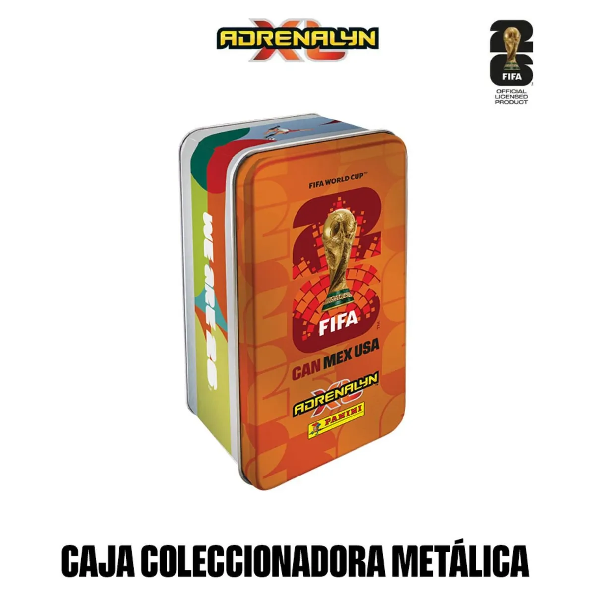 PANINI - Cartas Coleccionables Mundial FIFA 2026 – Pack 8 Sobres + 2 Cartas Edición Limitada de Regalo + Coin Card + Caja Naranja