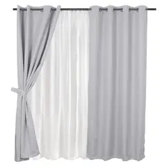 MASHINI - Set Cortina Blackout Argolla Gris