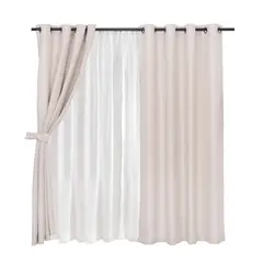 MASHINI - Set Cortina Rústica Argolla Beige