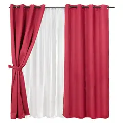 MASHINI - Set Cortinas Blackout Argolla Burdeo