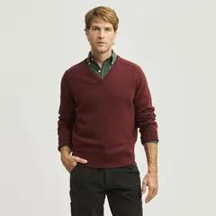 SAVILLE ROW - Sweater Cuello V Manga Larga Lana Italiana Hombro Montura Hombre