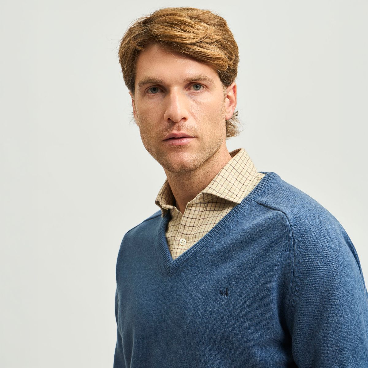 SAVILLE ROW - Sweater Cuello V Manga Larga Lana Italiana Hombro Montura Hombre Saville Row