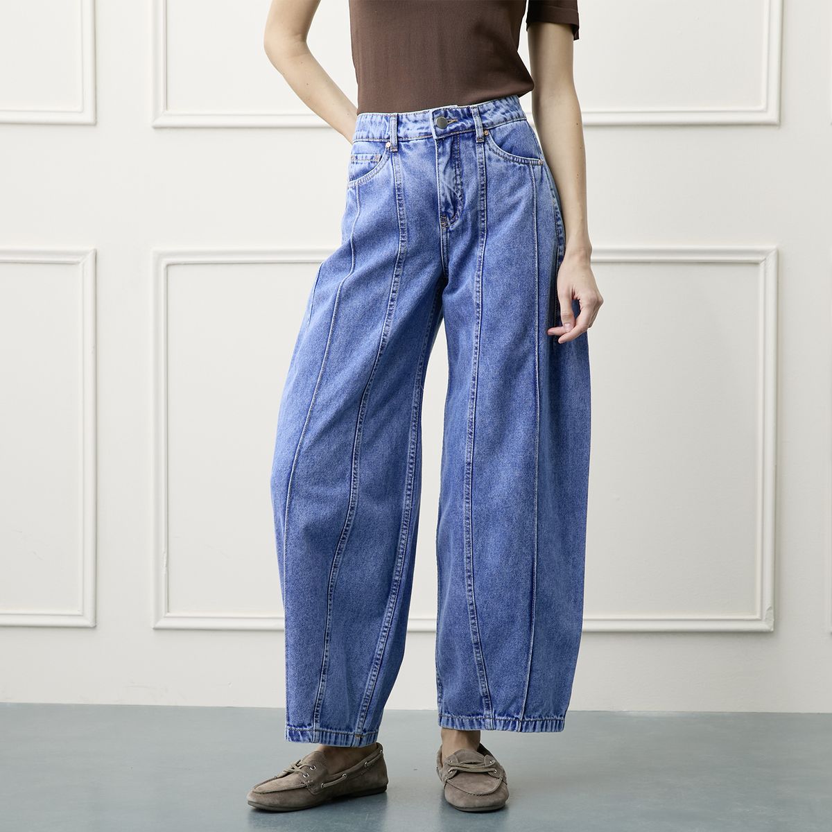 BASEMENT - Jeans Baggy Tiro Medio Mujer Basement